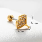 Gold color / 1 Piece Simple Series Classic Plant Copper   Gold Color Zircon Women's Stud Earrings Picture2